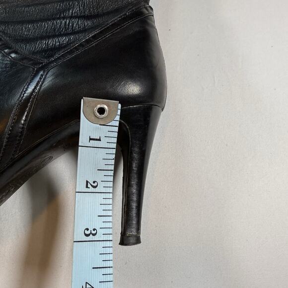 Cole Hann Vtg Leather Knee High Slouchy Almond Toe Heel Boots Black Wms Sz 7.5 - Picture 12 of 16